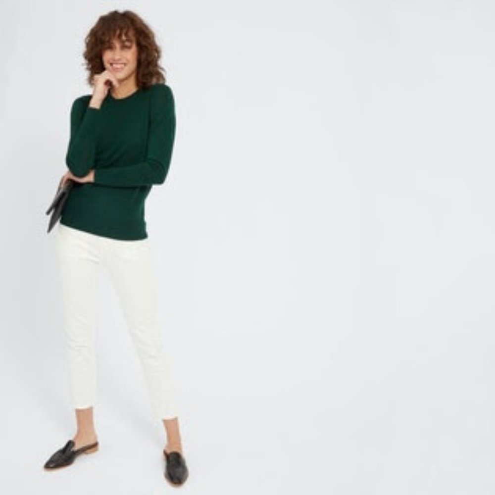 Everlane Luxe Wool Crew sweater XS dark green